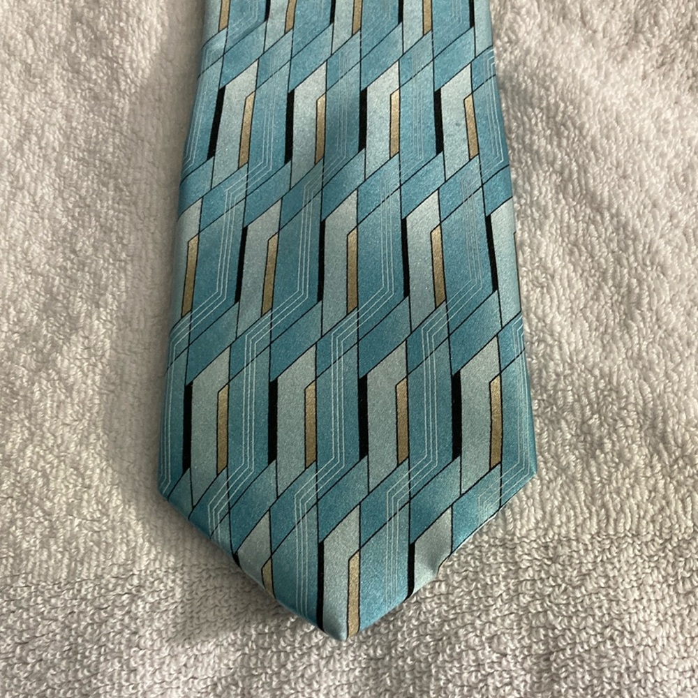Covington Blue and Gold Silk Geometric Tie
